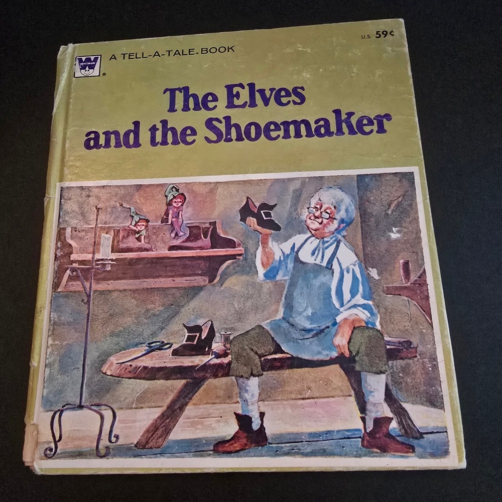 Vintage 1982 Whitman The Elves and the Shoemaker Kids Book Green Tell-A-Tale